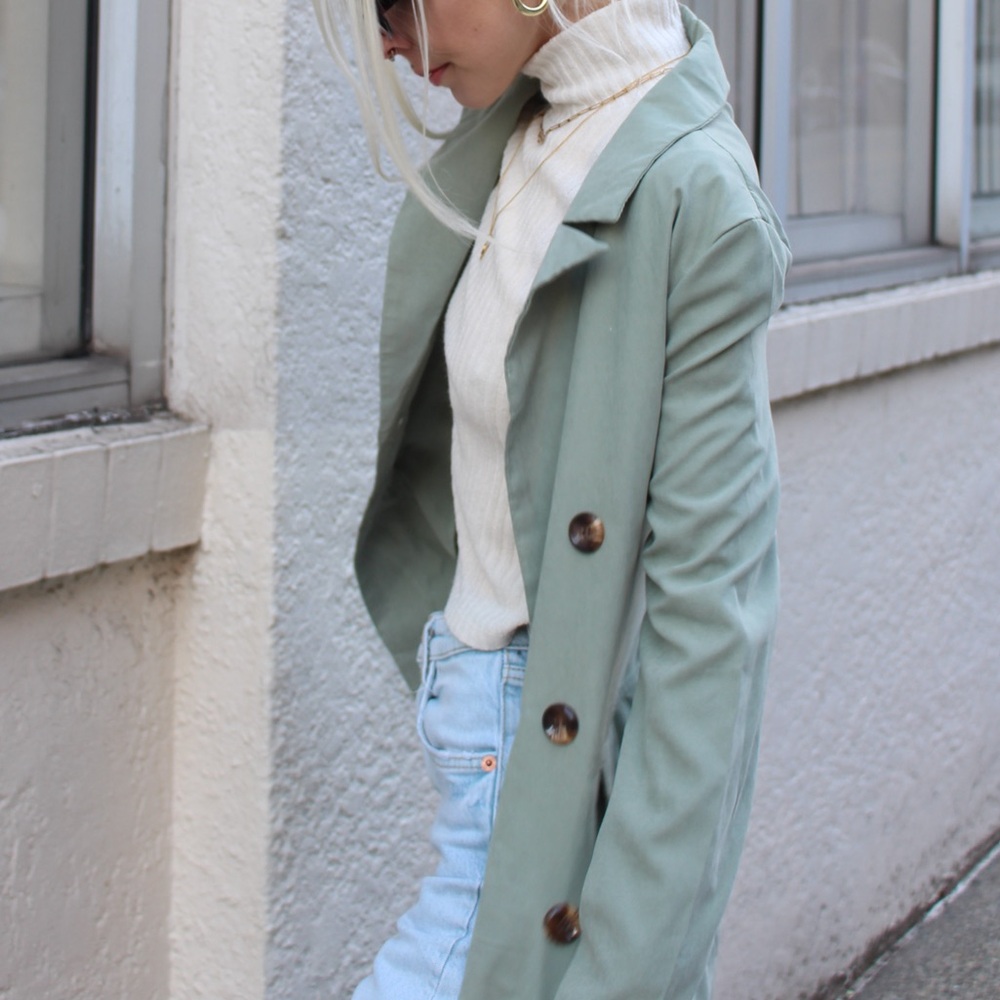 Sage Green Long Women's Blazer